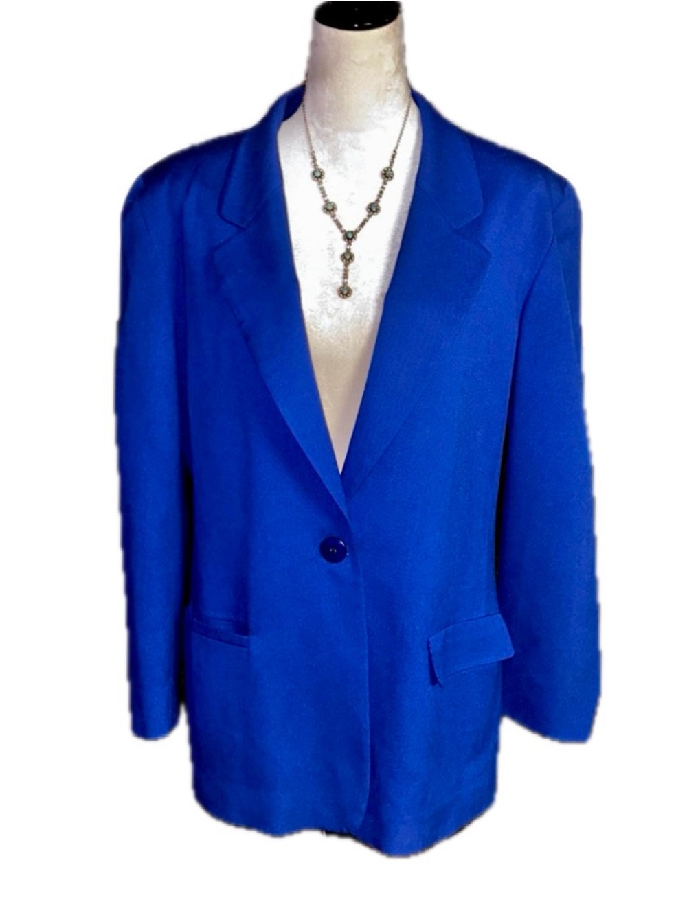 Pendleton ~ Vintage ~ Women’s Large ~ USA ~ Virgin Wool ~ Blue ~ Blazer Jacket
